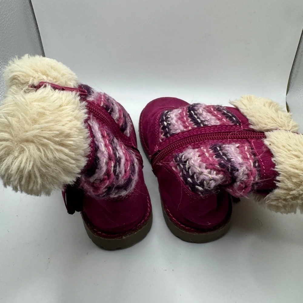 Magellan Outdoors Toddler Girl Size 7 Maroon & Cream Faux Fur Winter Boot